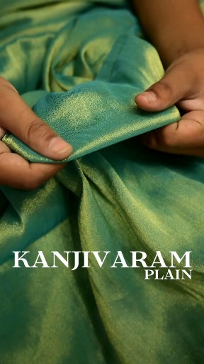 ✨ Teal Green With Gold Undertone Kanjivaram Plain ✨